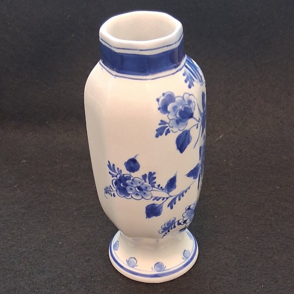 Royal 1969 Delft Hand Painted 5.5" Octagonal Vase De Porceleyne Fles MH van Oort - Picture 4 of 7